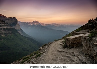 Soft And Hazy Light Over The Highline Trail In Glacier Natioanl Park