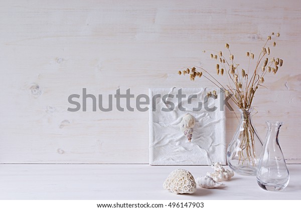 Soft Home Decor Seashells Glass Vase Stock Photo Edit Now 496147903