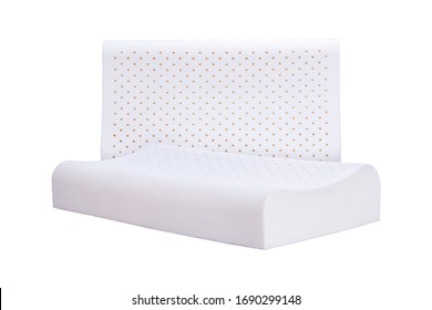 soft latex natural material inside the pillow to protects mite, dust and support your neck isolated on white