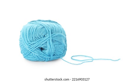 Soft Light Blue Woolen Yarn Isolated On White