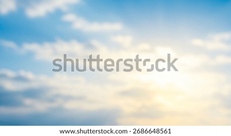 Soft Light Blurred Sky with Clouds Background for Peaceful Atmosphere