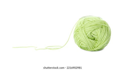 Soft Light Green Woolen Yarn Isolated On White