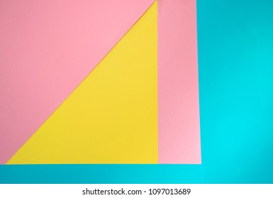 soft mint Blue, yellow and pink pastel color paper geometric flat lay background - Shutterstock ID 1097013689