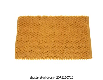 Soft Orange Bath Mat Isolated On White, Top View