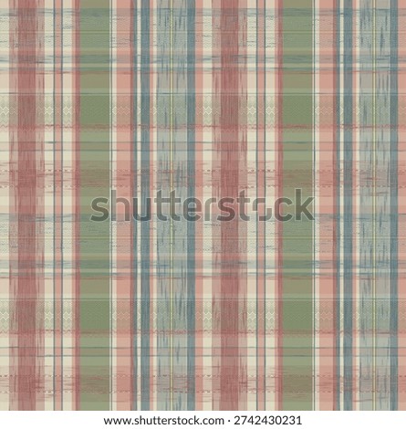Soft Pastel Plaid Pattern Infused with Ethnic Weaving Textures