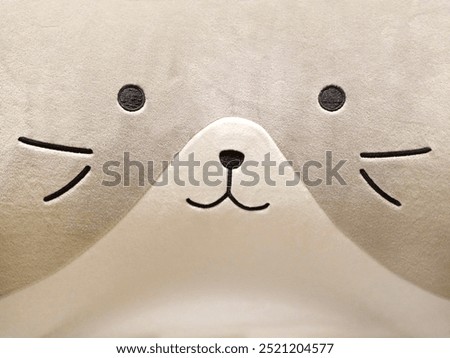 Soft Pillowcase Fabric Texture in the Shape of a Cute cat's Face in Gray