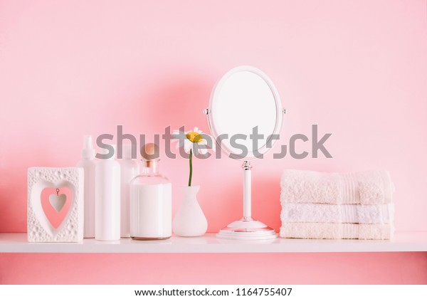 Soft Pink Light Bathroom Decor Advertising Stock Photo Edit Now 1164755407