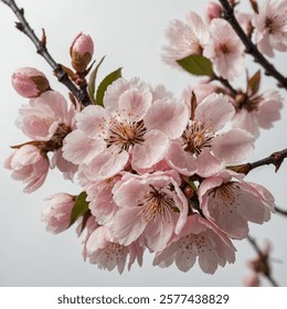 Soft pink petals flutter gently in the breeze, the delicate cherry blossom symbolizes fleeting beauty and renewal. Its ethereal charm paints the landscape with whispers of spring's arrival.







