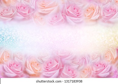 Abstract Romantic Rose Horizontal Background Stock Illustration ...