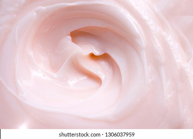 Soft Pink Skincare Cream For Face Smooth Texture Or Yogurt Isolated On White Background