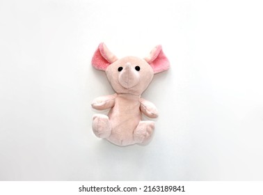 Soft Pink Toy Elephant Isolated On White Background