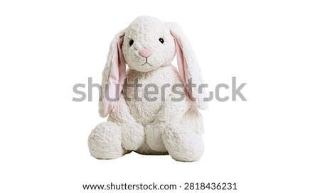 Soft plush white stuffed bunny rabbit toy with pink inner ears