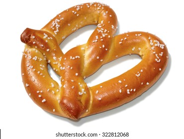 Soft pretzel isolated on white with clipping path included.