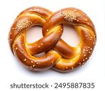 Soft Pretzel, top view, isolated on white background