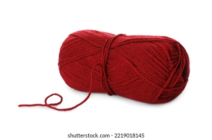 Soft Red Woolen Yarn Isolated On White