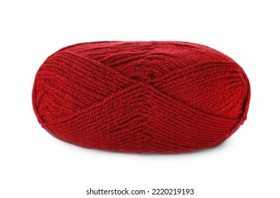 Soft Red Woolen Yarn Isolated On White