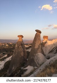 Soft Rock Formations Called As Fairy Chimneys In Cappadocia.