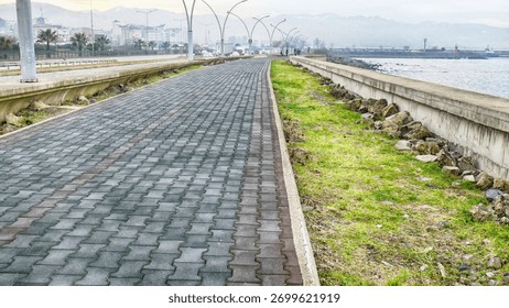 soft rubber soled walking path by the sea