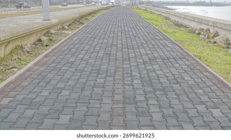 soft rubber soled walking path by the sea