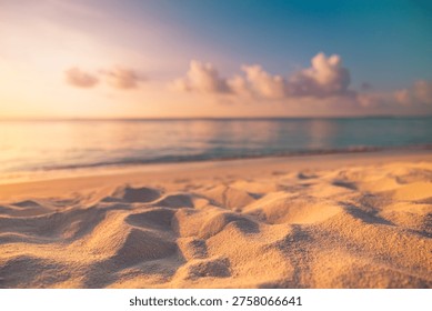 Soft sand dune texture with wind shaped ripples, warm sunlight and shadows, minimal abstract nature pattern, serene desert background. Idyllic summer ocean beach calm waves inspire tropical shore