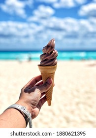 Soft Serve Ice Cream At The Beach In Cancun