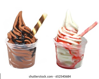 Soft Serve Ice Cream In A Cup With Topping