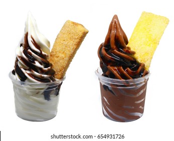 Soft Serve Ice Cream In A Cup With Topping