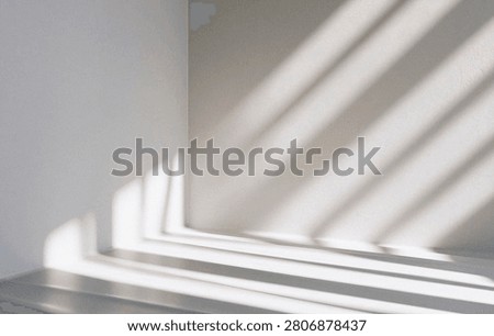 Soft shadows create an artistic interplay of light in a minimalist white room.