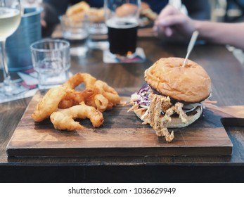 Soft Shell Crab Burger And Onion Rings