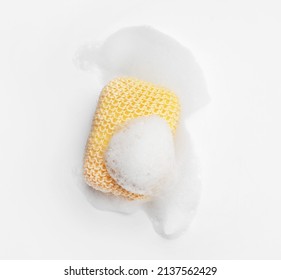 Soft Soapy Sponge On White Background