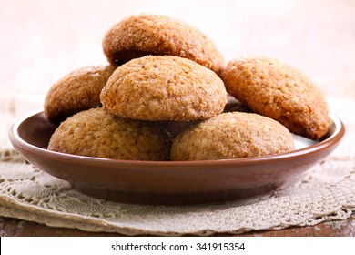 Soft Spicy Brown Sugar Cookies On Plate