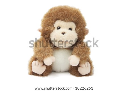 Soft Toy Baby Monkey on White Background