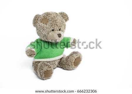 Soft toy bear on white background