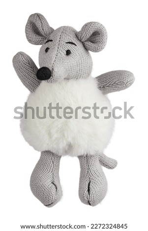 soft toy - gray fluffy mouse, isolated