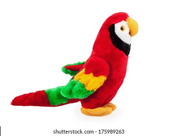 Soft Toy Parrot Isolated On White Background