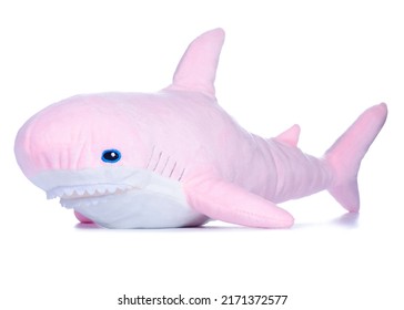 Soft toy pink shark on white background isolation - Shutterstock ID 2171372577