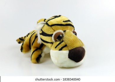 Soft Toy Tiger On A White Background 