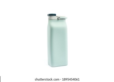 Soft Water Bottle Isolated White Background. Collapsible Liquid Container. Travel Equipment.