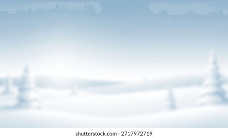 Soft Winter Landscape with SnowCovered Pine Trees and Gentle Hills.