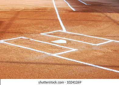 Softball Infield with Chalked Base Lines and Batters Box - Powered by Shutterstock