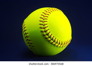 Softball On A Blue Background