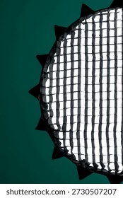 softbox with grids on an emerald background