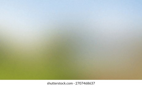 A soft-focus, impressionistic landscape featuring rolling green hills under a hazy, pale blue sky, evoking a sense of tranquility.