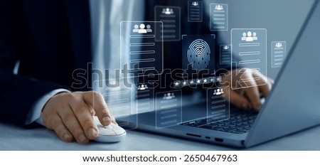 Software for biometric security personal data. Confidentiality documents and employee compliance rules.Documents law regulation and compliance rules.Documents confidentiality,cyber protection.