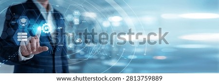 Software developer carefully touching API integration pathways on a glowing virtual screen to connect applications. Seamless data exchange, interface architecture, and digital networking.
