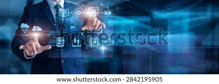 Software developer coding integrations. Hands touching illuminated keyboard building API connections. Global platforms linking multiple business frameworks seamlessly. Fast tech solutions.