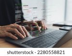 Software developer or programmer coding program with laptop. Create Intelligence innovation. Computer programming, development software engineer and architecture, digital data technology management