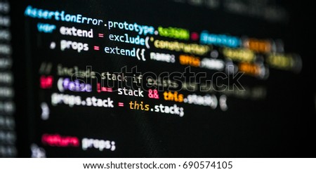 Software developer programming code