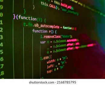 Software Developer Programming Code On Computer. Programing Workflow Abstract Algorithm Concept. Template Of Website, Selective Focus. Developer Working On Program Codes In Office