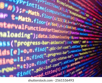 Software developer programming code. Pink unique background. Technology display. Multiple exposure red binary code lines. Genome sequencing. Network on monitor screen. Happy birthday. - Powered by Shutterstock - Get 15% off with code: PIKWIZARD15
